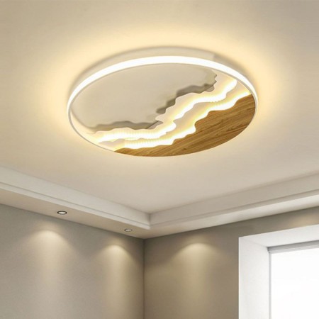 Unique Wave Shaped Acrylic Ceiling Light Round LED Flush Mount Bedroom Living Room