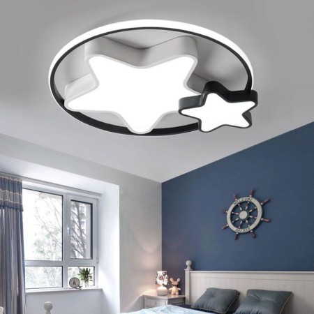 LED Ceiling Light Fixture Black and White Star Led Flush Mount Bedroom Kids Room