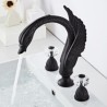 3 Pieces Swan Shape Widespread Bathroom Sink Faucet with 2 Handles Vanity Basin Mixer Tap