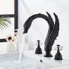 3 Pieces Swan Shape Widespread Bathroom Sink Faucet with 2 Handles Vanity Basin Mixer Tap