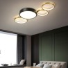 Unique Black+Gold Lamphade Lighting Living Room Dining Room 4 Rings LED Flush Mount Ceiling Light