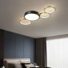 Unique Black+Gold Lamphade Lighting Living Room Dining Room 4 Rings LED Flush Mount Ceiling Light