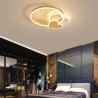 Bedroom Living Room Modern Acrylic LED Flush Mount Gold Double Heart Ceiling Light