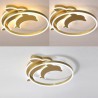 Bedroom Kids Room Gold Dolphin LED Flush Mount Ceiling Light