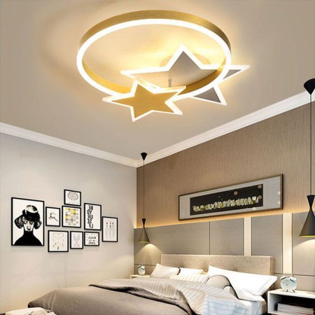 Acrylic Double Stars Light Fixture Bedroom Kids Room Star LED Flush Mount Ceiling Light