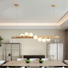 For Living Room Led Magic Bean Pendant Light Wood Strip Hanging Lamp