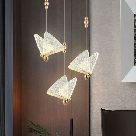 Modern Decoration Lighting Staircase Loft Dining Room Unique LED Butterfly Pendant Light