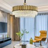 Study Living Room Modern LED Glass Pendant Light Stainless Steel Circular Chandelier