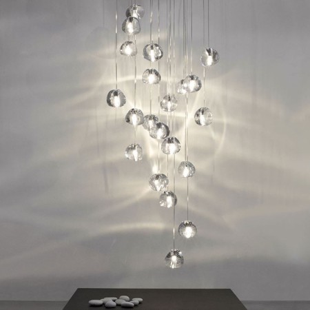 Duplex Stair Living Room Modern Crystal Cluster Pendant Light Unique Crystal Lamp Shade