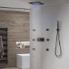 Brass Shower Faucet with 6 Massage Sprayer Heads LED Black Shower Faucet System