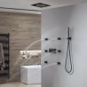 Brass Shower Faucet with 6 Massage Sprayer Heads LED Black Shower Faucet System