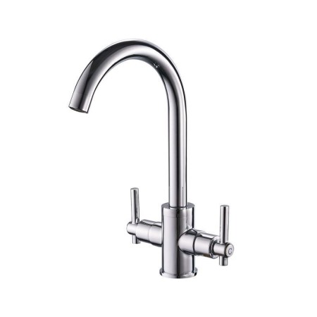 Brass Kitchen Sink Faucet with Dual Handles and 360-Degree Rotation Tap