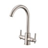 Brass Kitchen Sink Faucet with Dual Handles and 360-Degree Rotation Tap