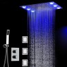 Massage Function Chrome LED Thermostatic Shower Set Concealed Flush Mount Bath Shower Set