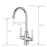 360 Degree Rotatable Chrome Kitchen Sink Faucet with Dual Handles and Brass Tap