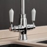 360 Degree Rotatable Chrome Kitchen Sink Faucet with Dual Handles and Brass Tap