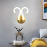 2 Light Creativity Sconce Wall Lamp Copper Sheep Horn Modern LED Wall Light