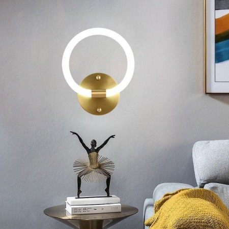 Round Ring Wall Sconces For Bedroom Tricolor Dimming Modern LED Wall Light Fixtures