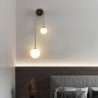 2-Light Gold Modern Brass Wall Light For Bedroom Globe Glass Wall Sconce Lighting