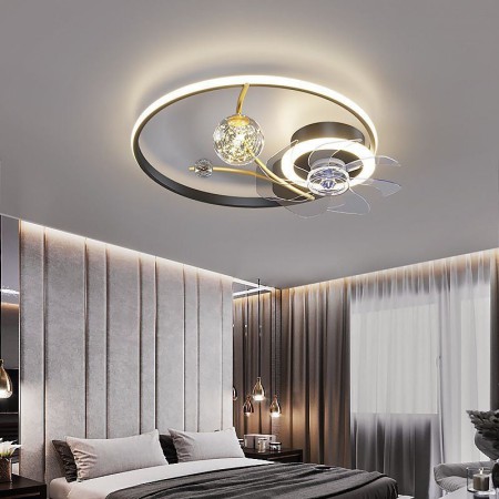 Acrylic LED Ceiling Fan with Light Bedroom Decor Ventilator Lamp