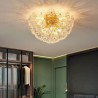 Semi-circular glass flush mount modern decorative flower shaped ceiling light for bedroom living room