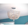 3 Light Beaded Chandelier Bedroom Living Room Country Wooden Beads Pendant Lamp