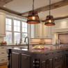 Kitchen Island Office Retro Style Wood Pendant Lamp Single Light Hat Shape Light Fixture