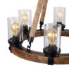 6 Light Decor Light Fixture Living Room Kitchen Farmhouse Rustic Wood Pendant Lamp