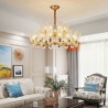 Elegant Chandelier Living Room Restaurant Modern Simple Brass Pendant Light Glass Lamp Shade