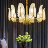 Living Room Restaurant Modern Simple Brass Pendant Light Leaf Glass Lamp Shade