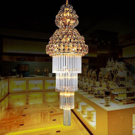 Luxury Long Pendant Villa Living Room Retro Crystal Empire Chandelier