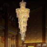 Hotel Lobby Villa European Crystal Chandelier Large Round Shape Long Pendant