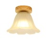 Semi Flush Mount Wooden Nordic Flower Ceiling Light Living Room Bedroom Study Lighting