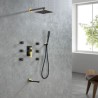 Thermostatic Multiple Shower Head System With Body Jets 10 Inch Rain Shower Fixtures