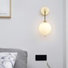 Glass Lamphade Round Sconce Light Bedroom Living Room Nordic Brass Wall Lamp