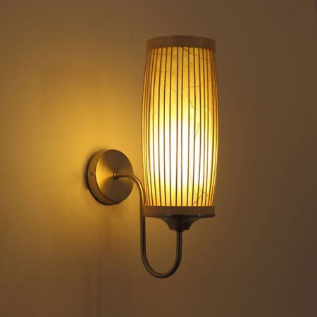 Creative Bamboo Wall Sconce Bedside Stairs Rural Lighting Waist Drum Design Wall Light