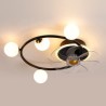 Glass Ball Chandeliers Fan Light Modern LED Ceiling Fan Lamp