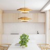 Frisbee Pendant Light Style Wood Hanging Light For Living Room Bedroom