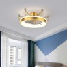 Crown Shape LED Chandelier with Remote Control Gold Fan Light for Living Room