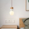 Glass Kettle Hanging Light For Living Room Bedroom Wood Pendant Light