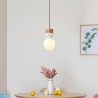 Glass Kettle Hanging Light For Living Room Bedroom Wood Pendant Light