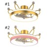 Crown Shape LED Chandelier with Remote Control Gold Fan Light for Living Room