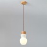 Glass Kettle Hanging Light For Living Room Bedroom Wood Pendant Light