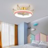 Crown Shape LED Chandelier with Remote Control Gold Fan Light for Living Room