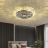 For Bedroom Crystal Ceiling Fan Light Gold Round LED Ceiling Lamp