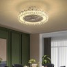 For Bedroom Crystal Ceiling Fan Light Gold Round LED Ceiling Lamp