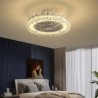 For Bedroom Crystal Ceiling Fan Light Gold Round LED Ceiling Lamp