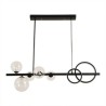 Black Long Bracket Lamp with Modern Glass Bubble Dining Room Pendant Light