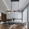 Black Long Bracket Lamp with Modern Glass Bubble Dining Room Pendant Light