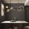 Black Long Bracket Lamp with Modern Glass Bubble Dining Room Pendant Light